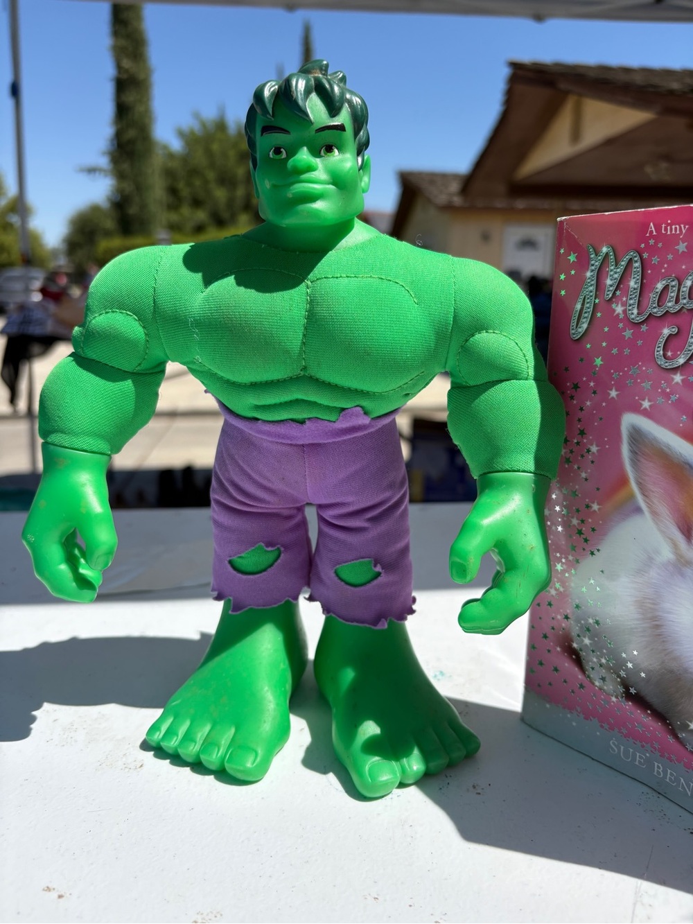 Green Hulk Action Figure with Purple Shorts